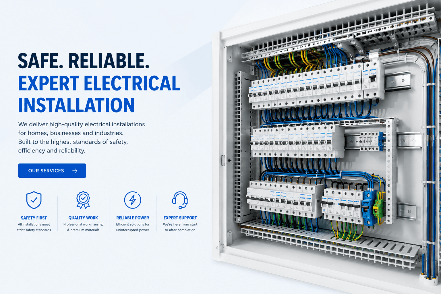 Electrician performing professional electrical panel installation